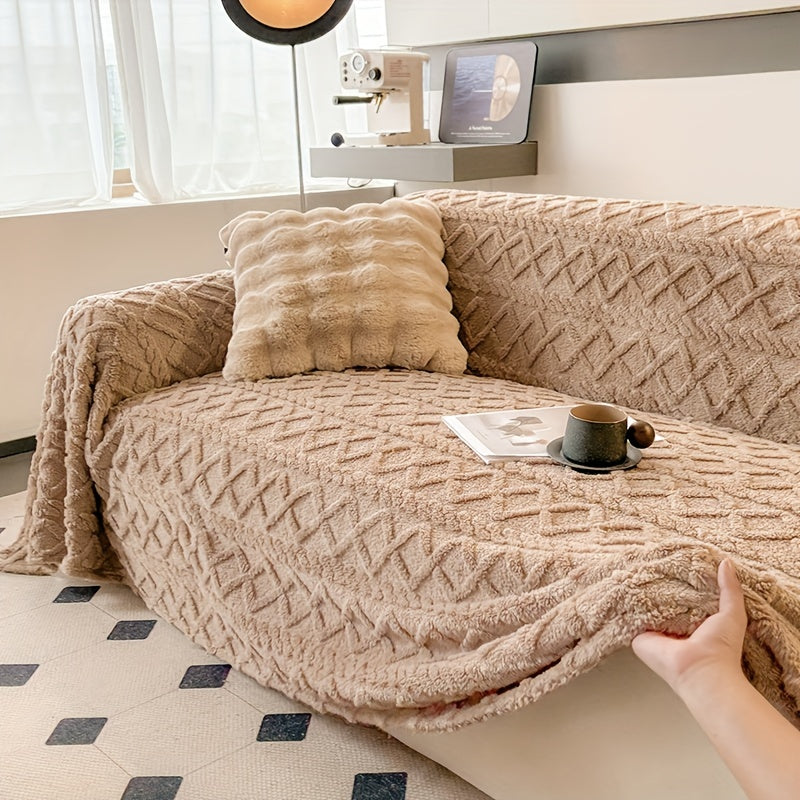 1pc Modern Jacquard Shu Velveteen Sofa Throw Cover - Pet Friendly Slipcover for Armchair to 4-Seater Sectionals