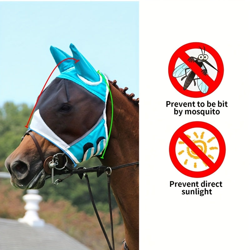 UV Protection & Mosquito Repellent Horse Fly Mask - Lightweight Design for Outdoor Riding