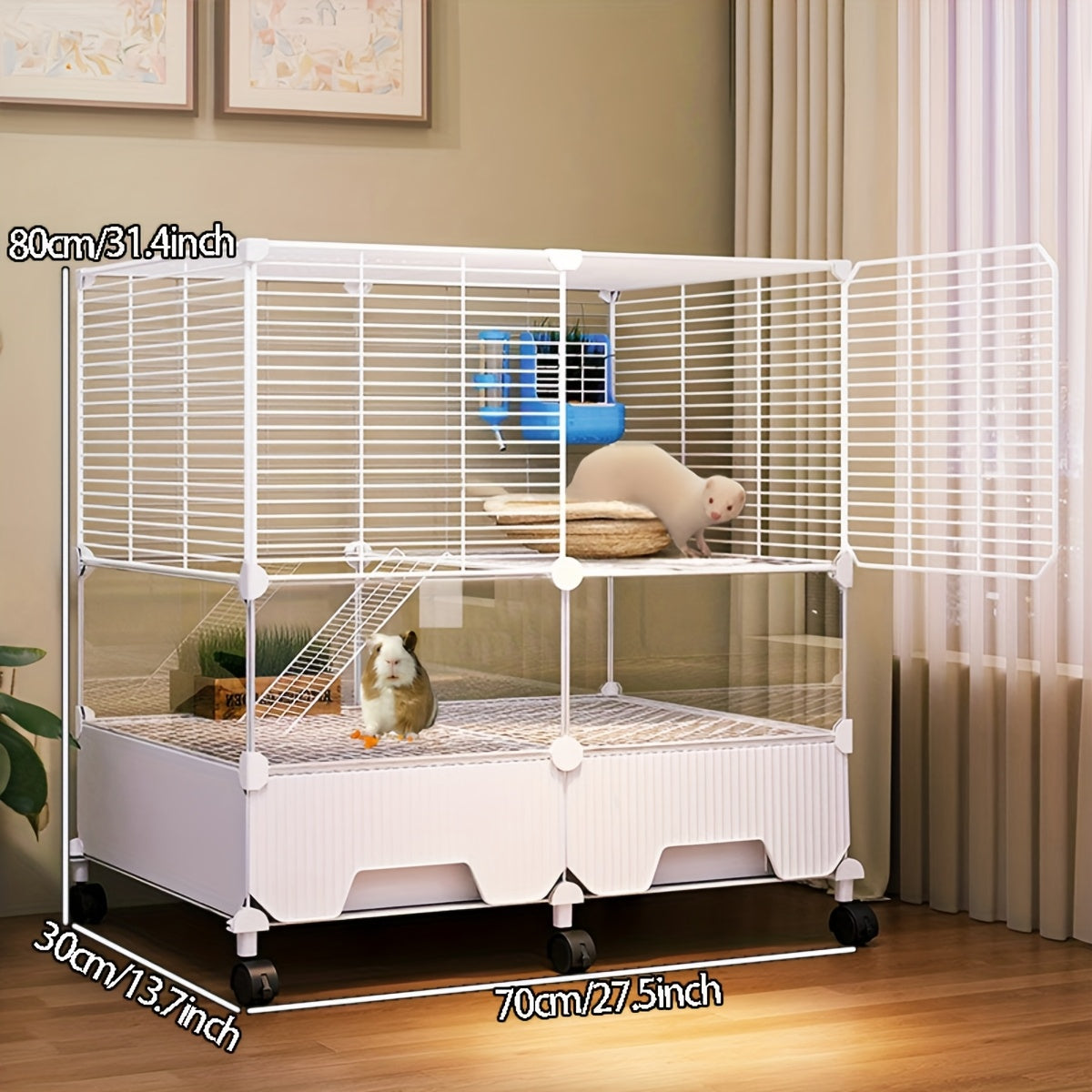 Lemoelgo Metal Ferret Chinchilla Rat Cage Small Animal Cage With Rolling Stand Indoor Outdoor For Squirrel Guinea Pig Bunny Sugar Glider