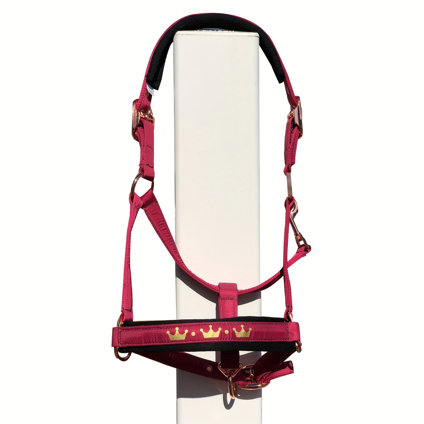 1pc Memory Fabric Horse Halter Durable Soft Equestrian Headgear With Anti Chafe Lining And Rose Golden Buckles Available In Large Medium And Small Sizes Without Battery