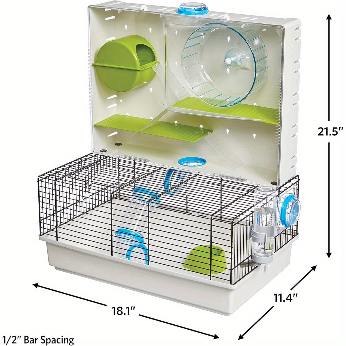 Awesome Arcade Hamster Cage White 2 Level Habitat with Exercise Wheel 3 Spacious Tunnels Removable Trays and Ventilation Mesh Small Pet Home for Hamsters Clear Viewing Enclosure