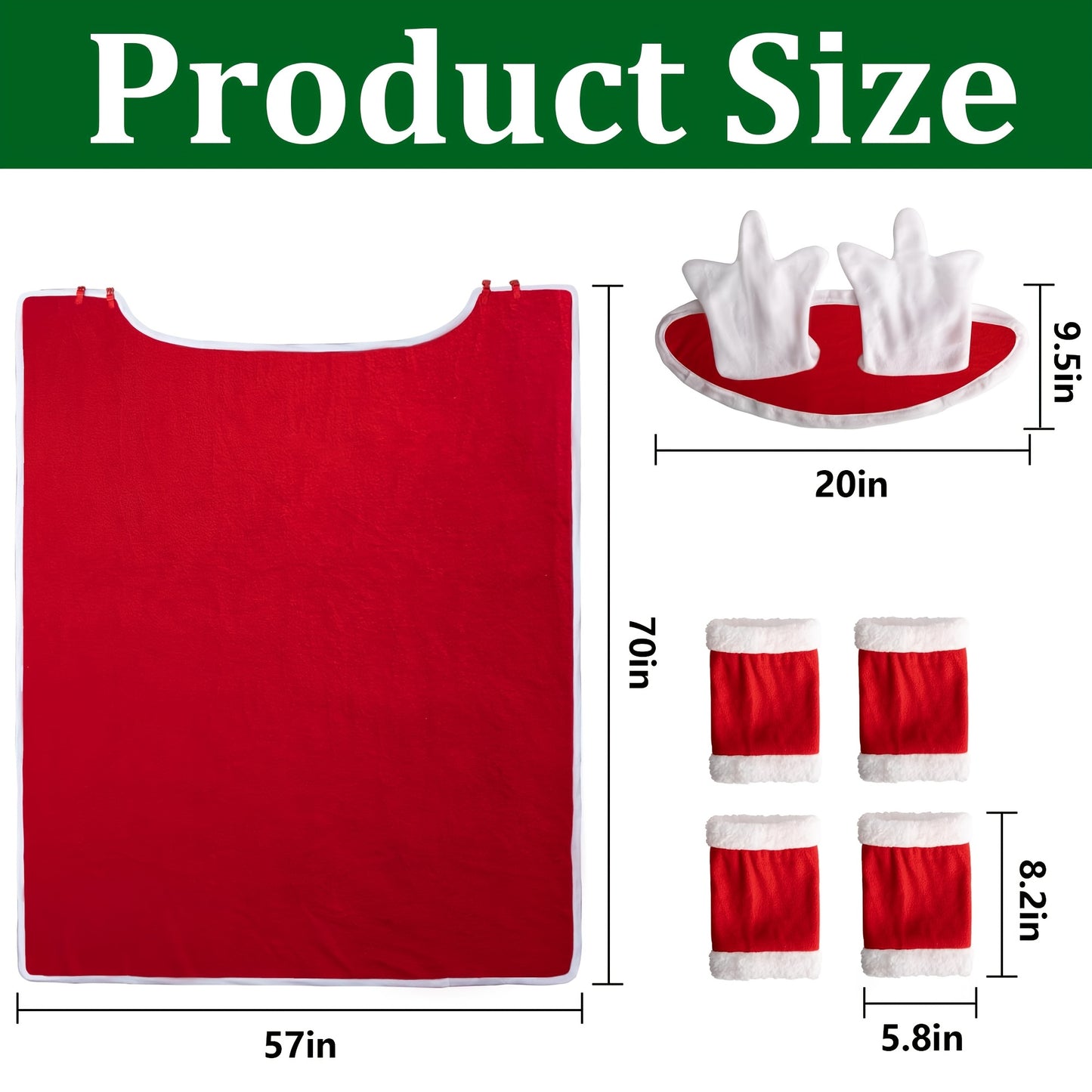 6 Pcs Horse New Year Outfit Velvet Horse Leg Covers Santa Cap Saddle Pad Festive Party Supplies