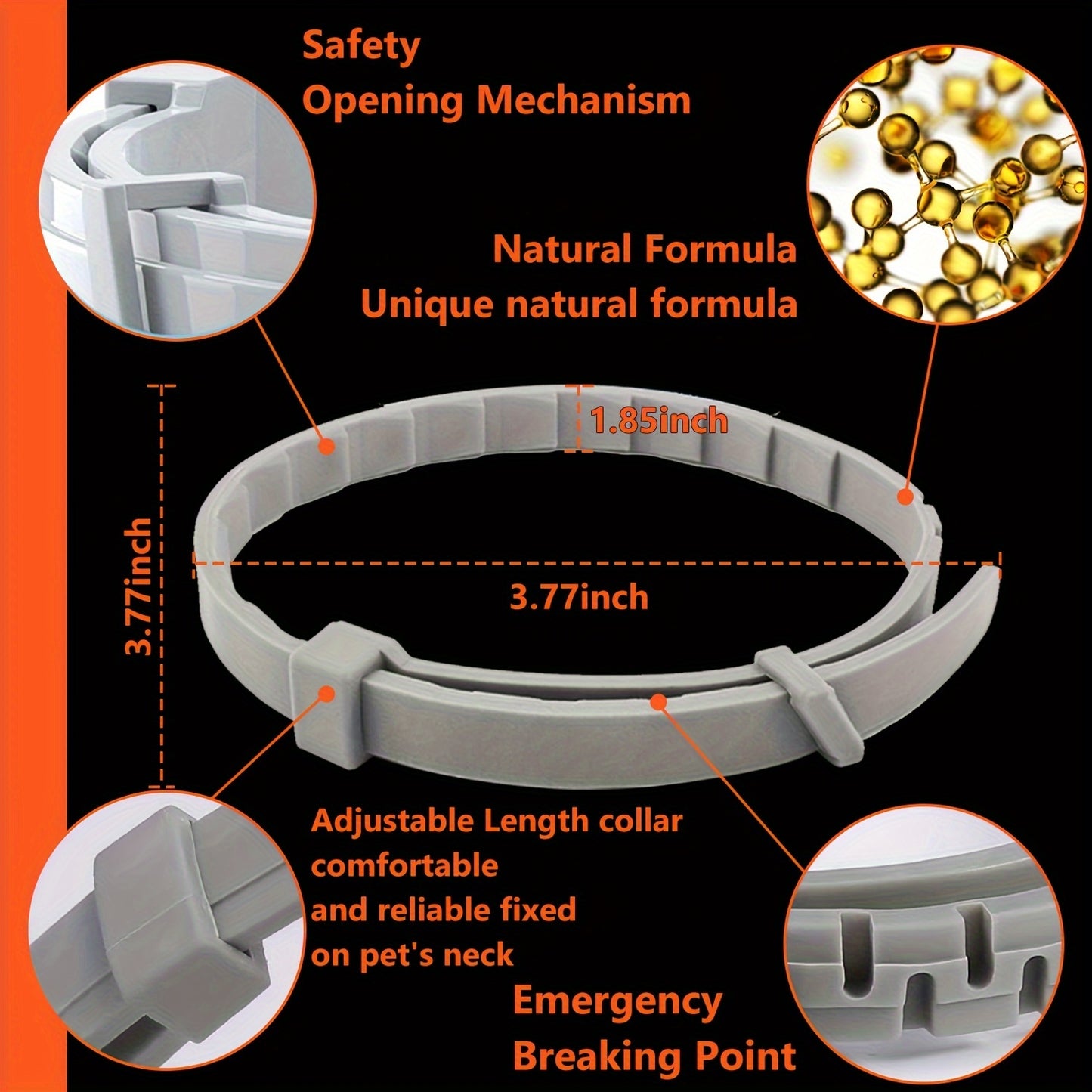 Veterinarian Recommended Dog Collar with Built-in Plant Essence Formula Waterproof Adjustable Length Lasts 12 Months