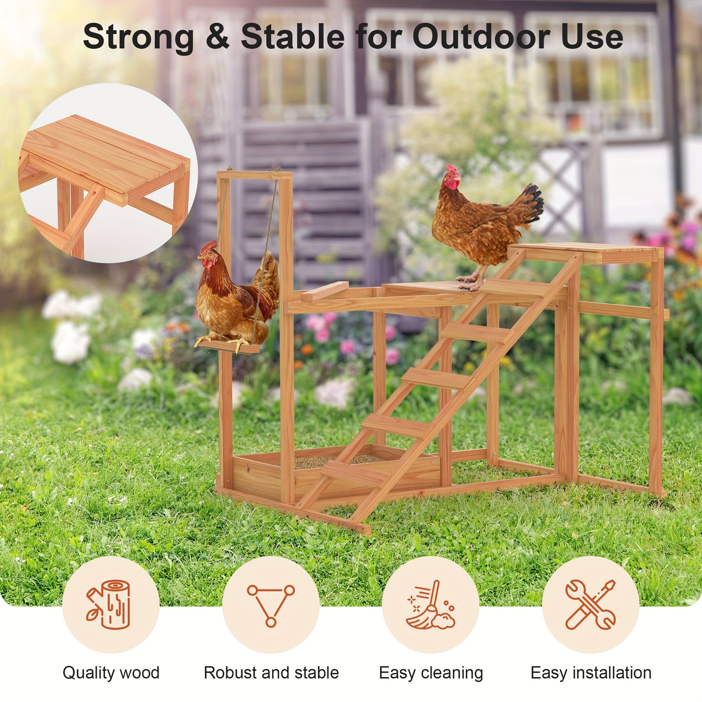 Chicken Perch Chicken Coop Accessory With Swing Ramp Platform