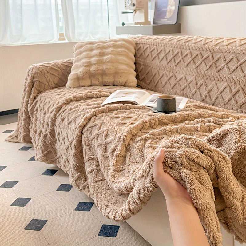 1pc Modern Jacquard Shu Velveteen Sofa Throw Cover - Pet Friendly Slipcover for Armchair to 4-Seater Sectionals