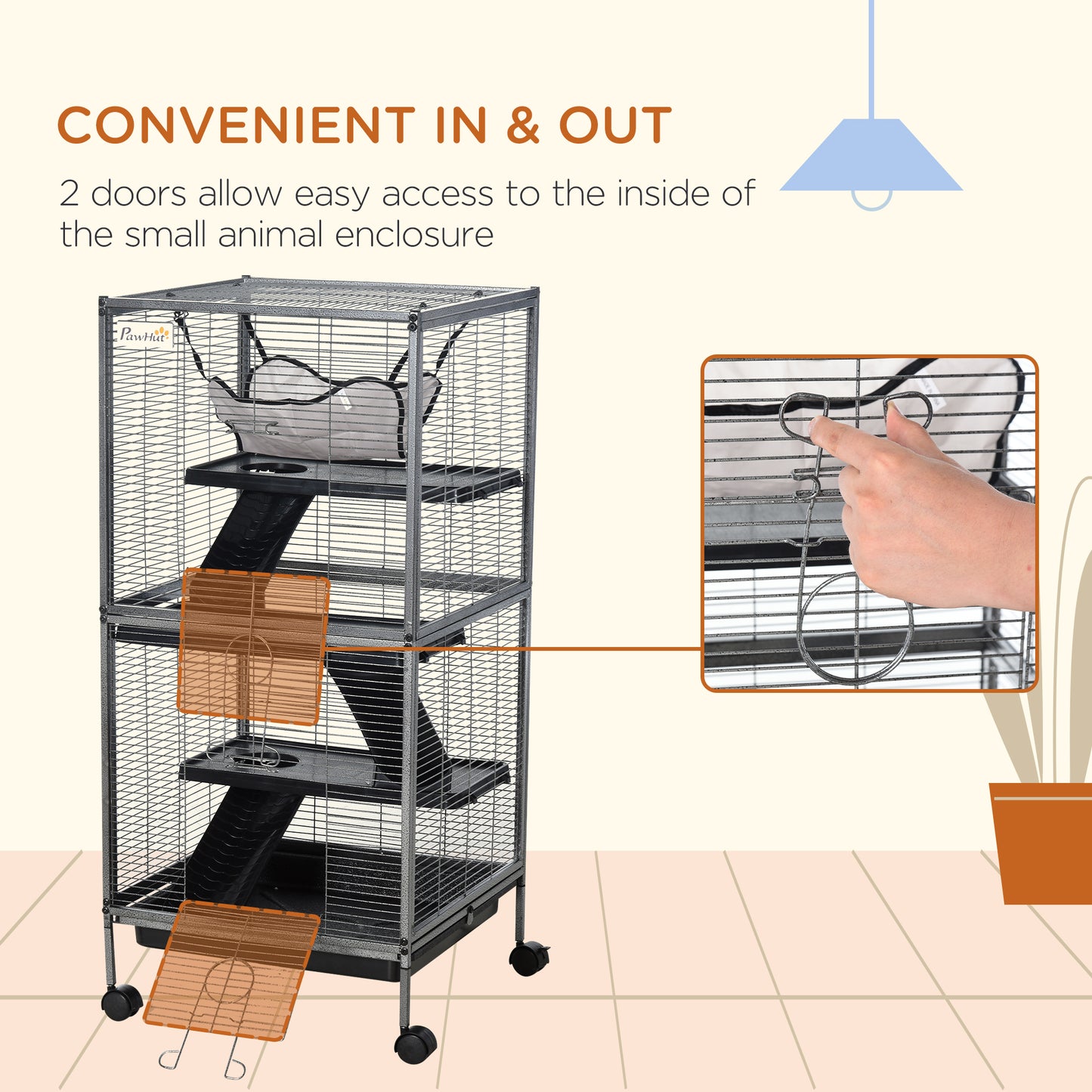 Metal Chinchilla Cage with Hammock & Wheels