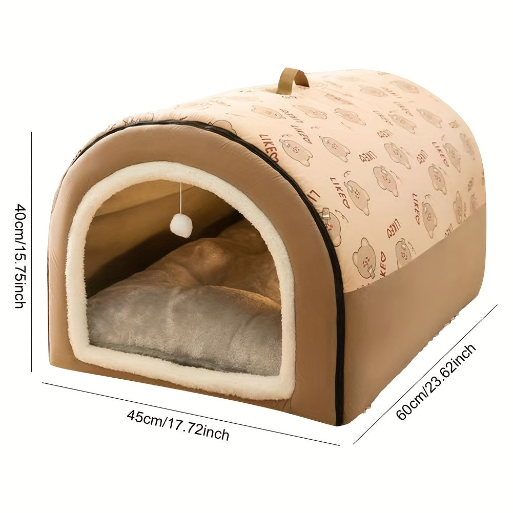 Dog Tent Cave 2 In 1 Detachable Covered Pet House