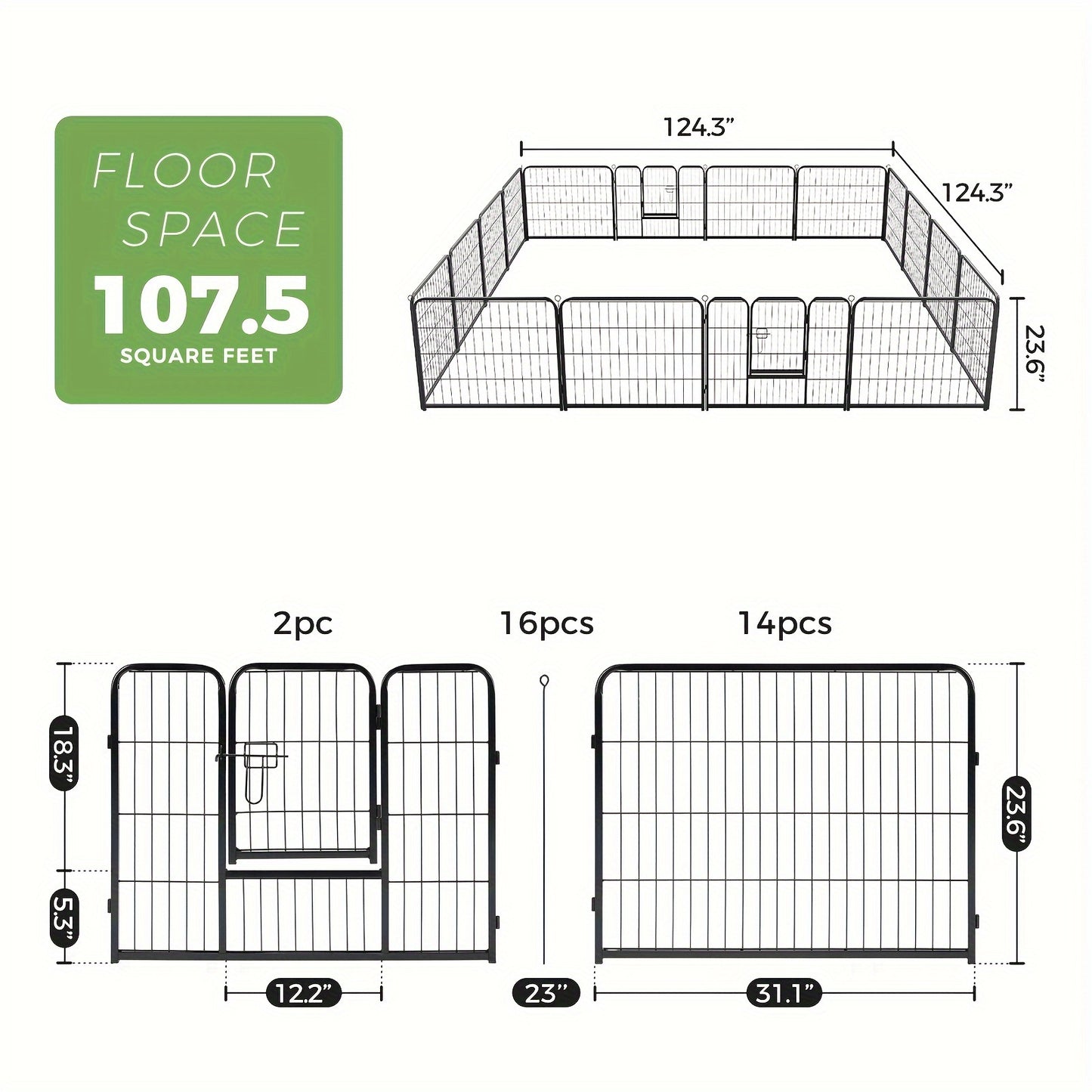 8 to 16 Panels DIY Indoor Dog Puppy Playpen Metal Dog Kennel with Door for Large Medium Small Dogs Safe and Stress Free Easy to Move and Assemble Indoor Outdoor Use