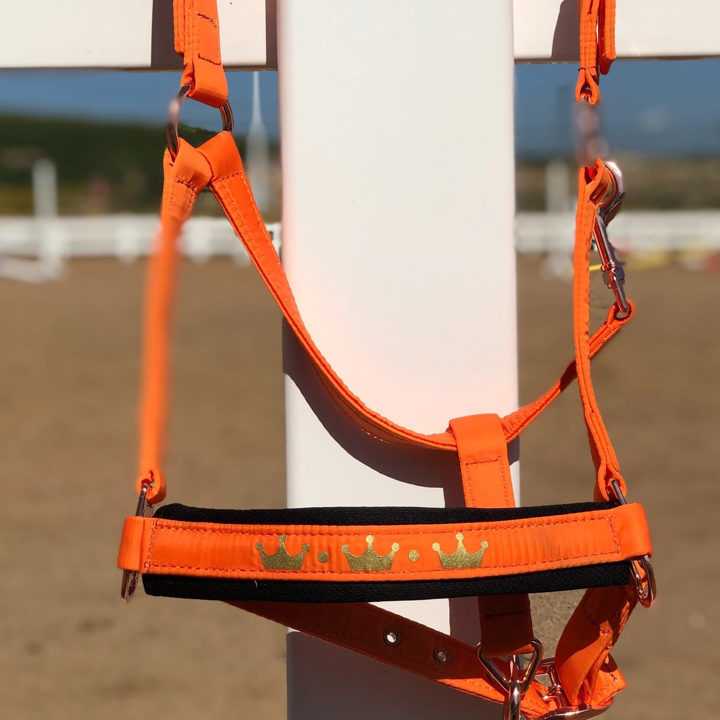 1pc Memory Fabric Horse Halter Durable Soft Equestrian Headgear With Anti Chafe Lining And Rose Golden Buckles Available In Large Medium And Small Sizes Without Battery
