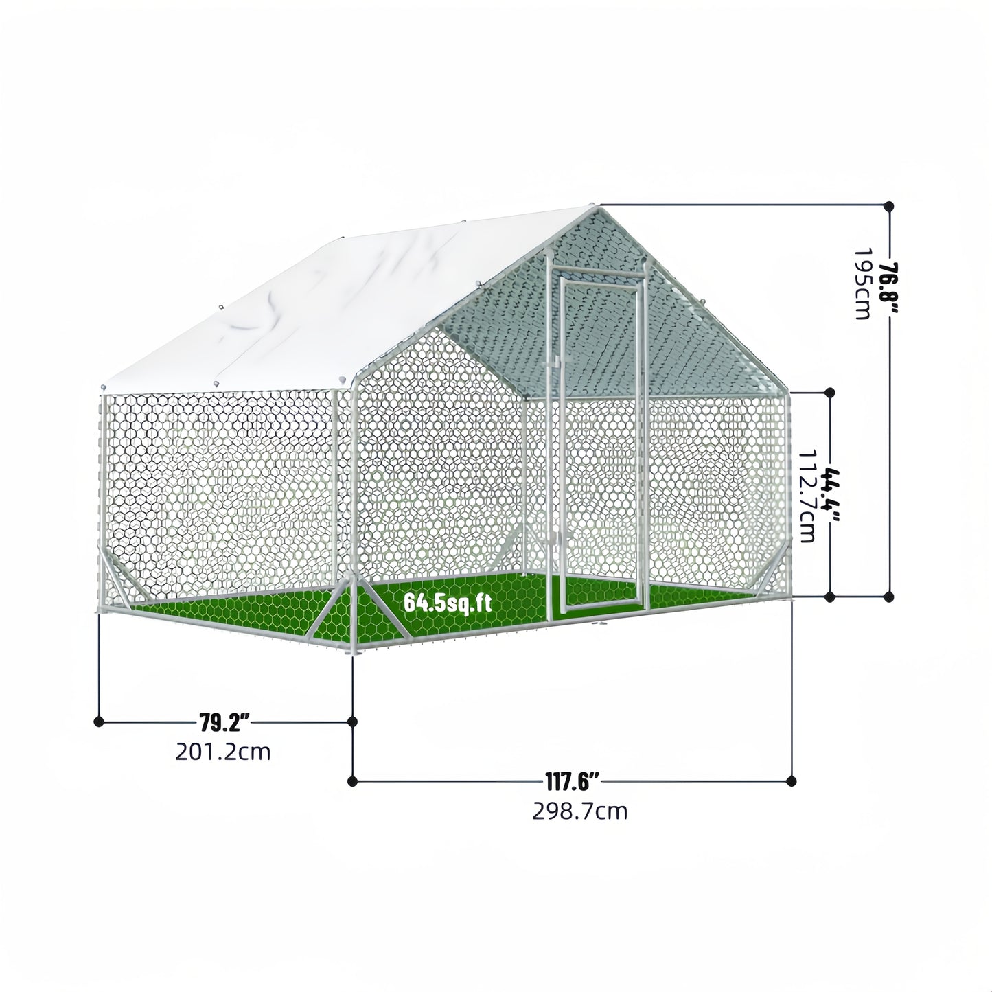 Large Metal Dog Cage and Chicken Coop with Walk-In Access Spire Roof and Anti-UV Cover Durable Outdoor Poultry Pen for Backyard Farm Small Animals Dogs Weather-Resistant Design
