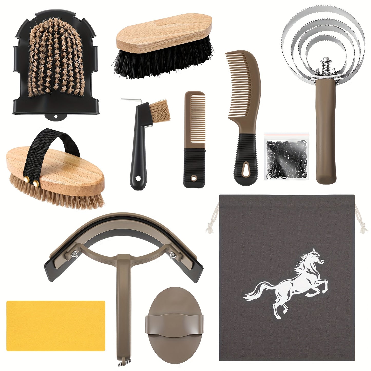 12Pcs Horse Grooming Kit Tack Room Supplies Khaki Tools
