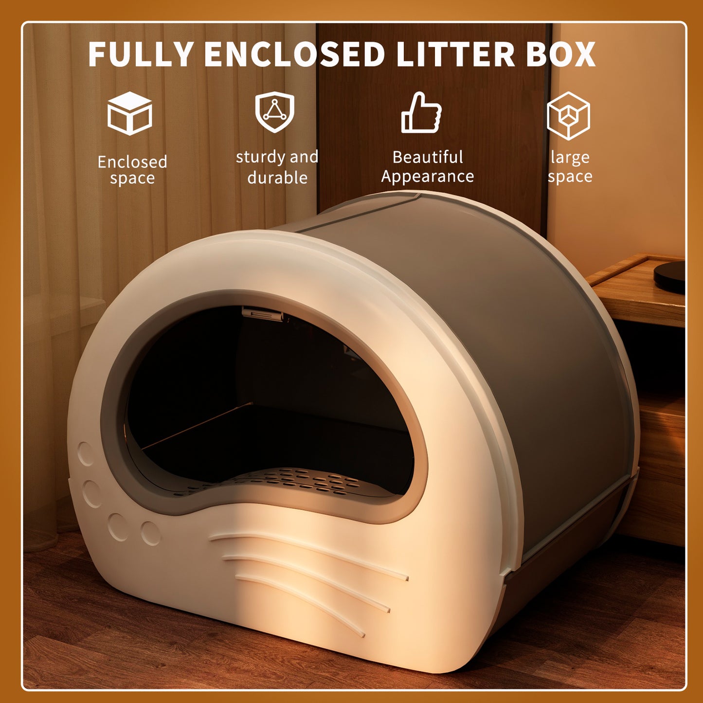 Exquisite Aesthetic Cat Litter Box Fully Enclosed Rounded Shape Durable Easy to Clean Comfortable Toilet Solution for Cats