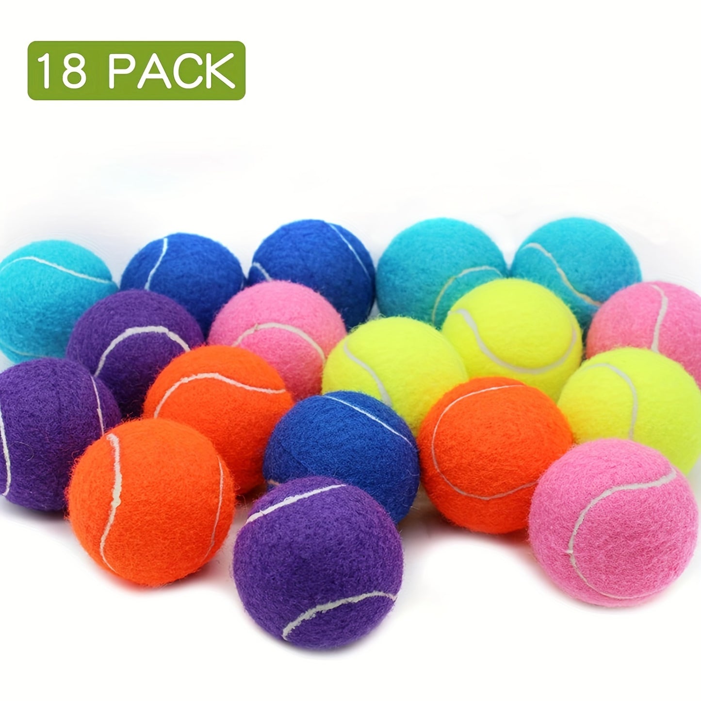 18pcs Training Tennis Balls Practice Balls With Mesh Bag Pet Dog Playing Balls Suitable For Beginner Tennis Training