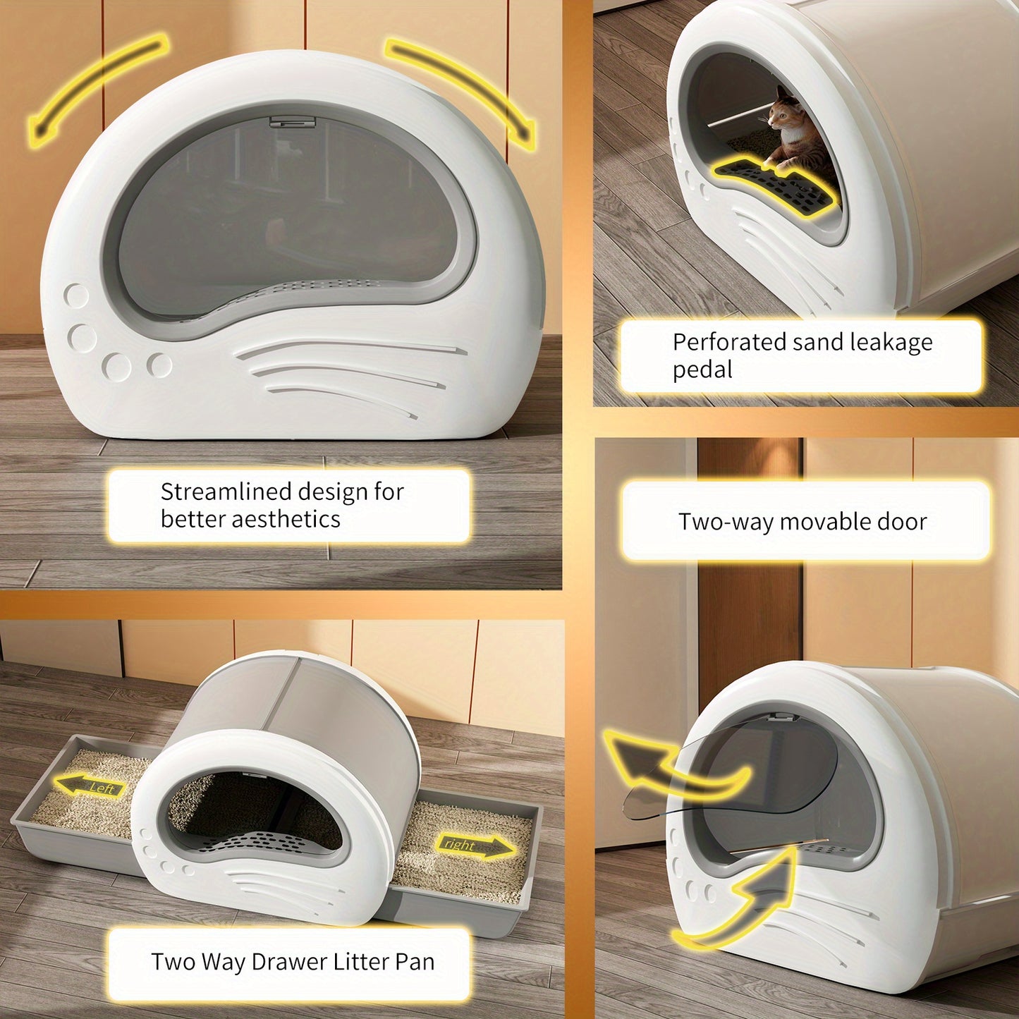 Exquisite Aesthetic Cat Litter Box Fully Enclosed Rounded Shape Durable Easy to Clean Comfortable Toilet Solution for Cats
