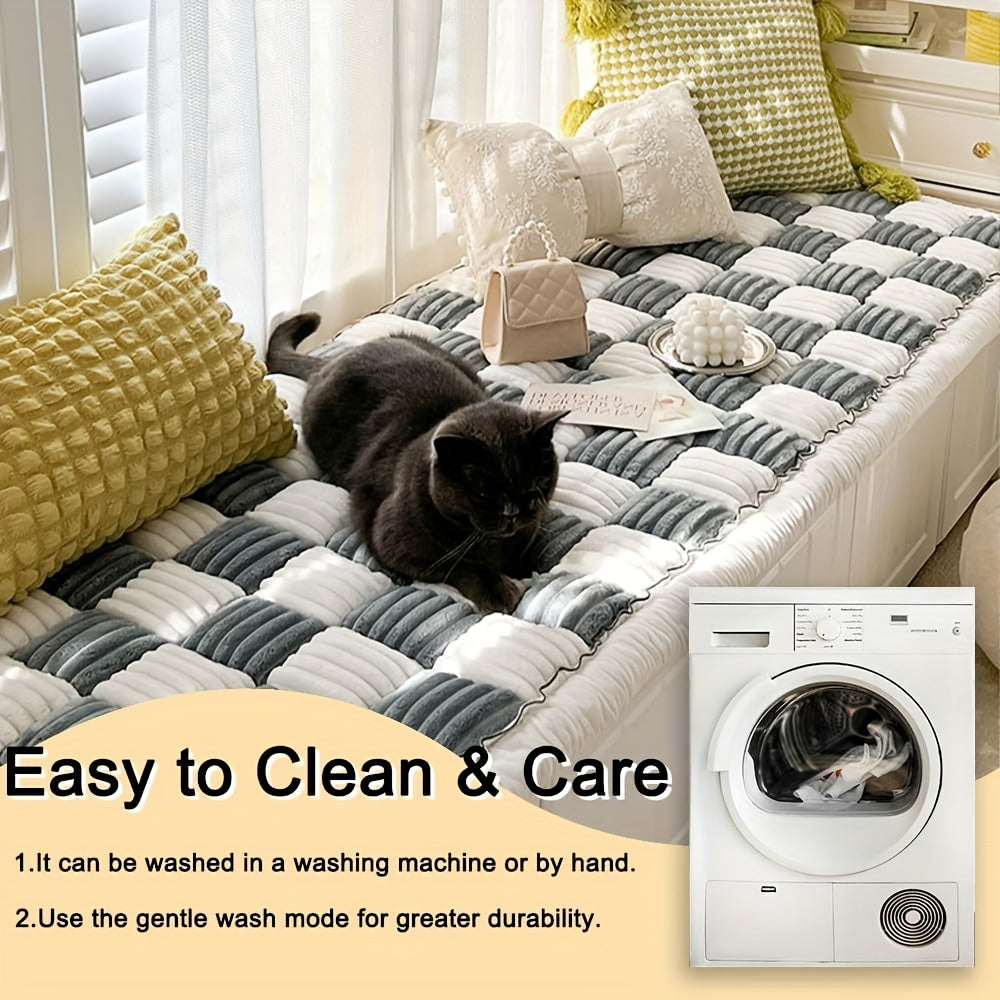 Pet Sofa Cover, Thickened Velvet Checkerboard Pattern, Non Slip Dog Bed Sofa Cover, Machine Washable Sofa Pad