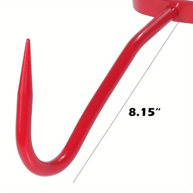 2 Pack 11 Inch Heavy Duty Steel Hay Hooks Red Ergonomic Handle with Non Slip Grip for Effortless Hay Bale Moving Farm and Barn Use Durable Construction