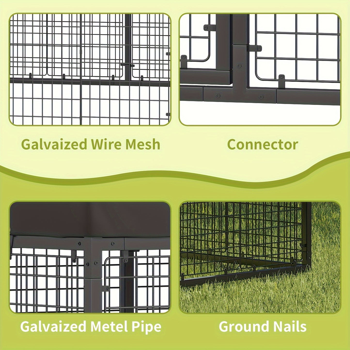 Outdoor Large Dog Cage with Waterproof Cover and Safety Lock