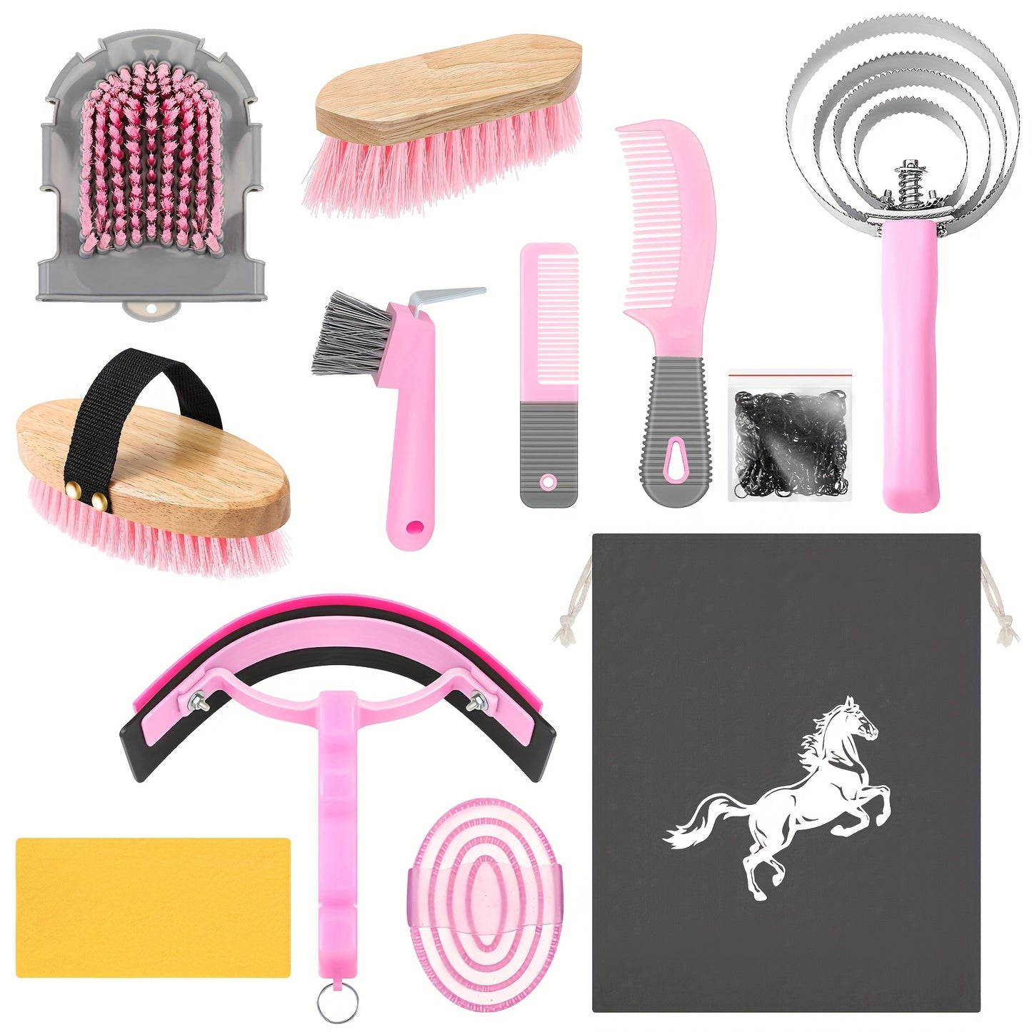 12Pcs Horse Grooming Kit Tack Room Supplies Khaki Tools