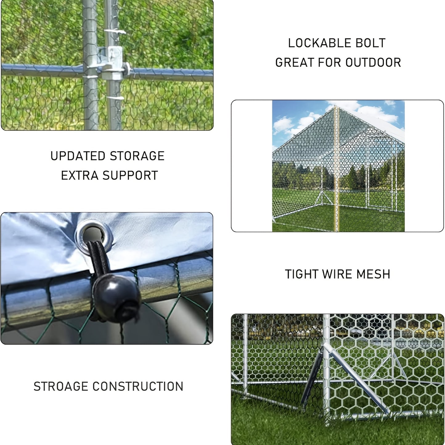 Large Metal Chicken Coop With Run Walk In Poultry Cage Dome Roofed Chicken Coops With Anti Ultraviolet Cover For Outdoor Backyard Farm
