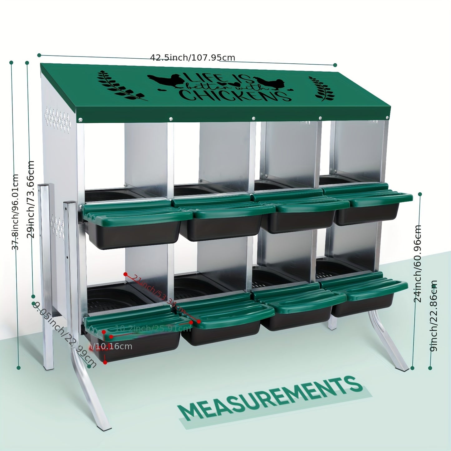 Chicken Nests Box Eight Hole Nests for Laying Eggs Chicken Brooder Boxes with Perches to Collect and Protect Eggs