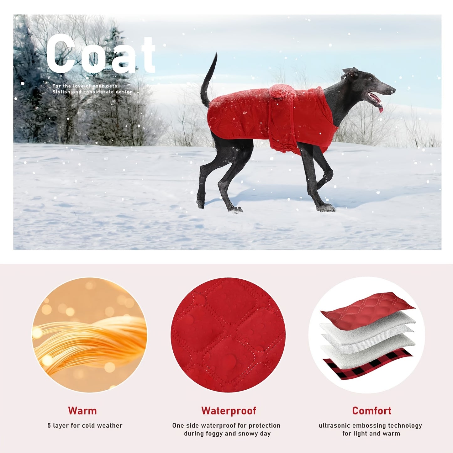 Reversible Dog Winter Coat - Waterproof Insulated Jacket