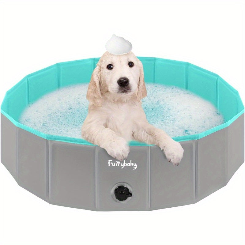 Dog Pool Kiddie Pool with Hard Plate Portable Grey 32''