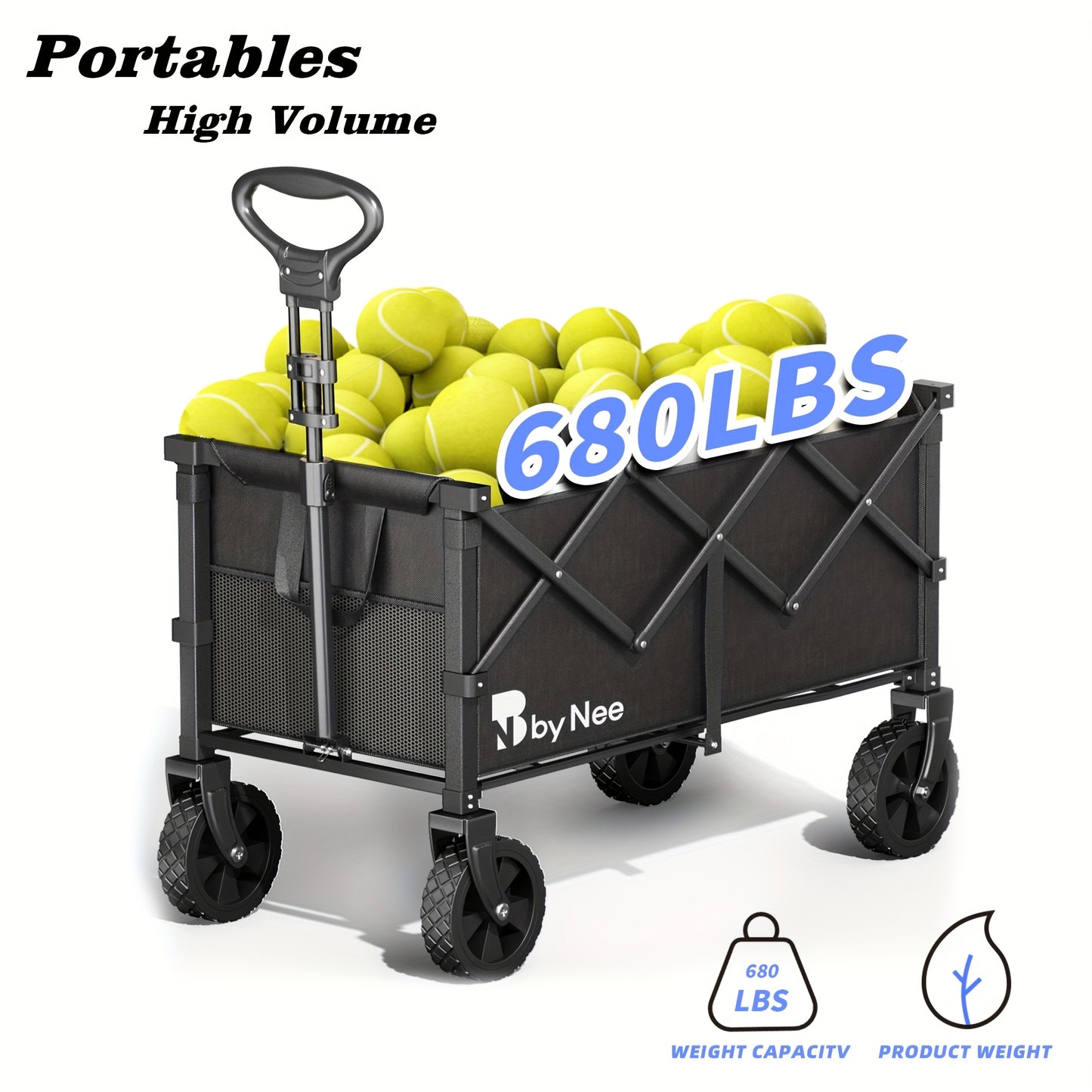 Heavy Duty Collapsible Cart With All Terrain Tires Strong Load Bearing Iron Frame Track And Field Equipment Transporter Multifunctional Utility Cart For Outdoor Sports Transport
