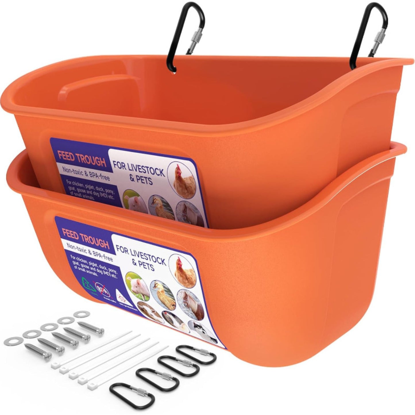 Hanging & Screw-In Poultry & Animal Feeder with Troughs