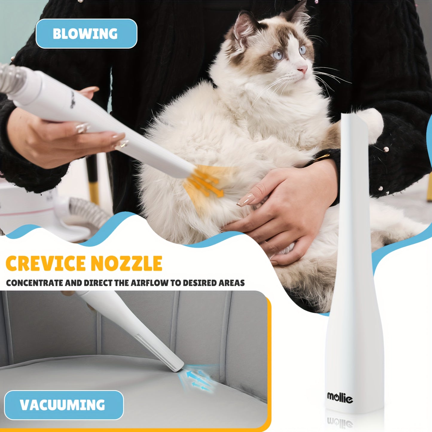 Dog Grooming Kit Vacuum and Blow Dryer Pet Grooming Vacuum with 6 Grooming Tools Trimmer and Guide Combs for Dog Cat and Other Animals