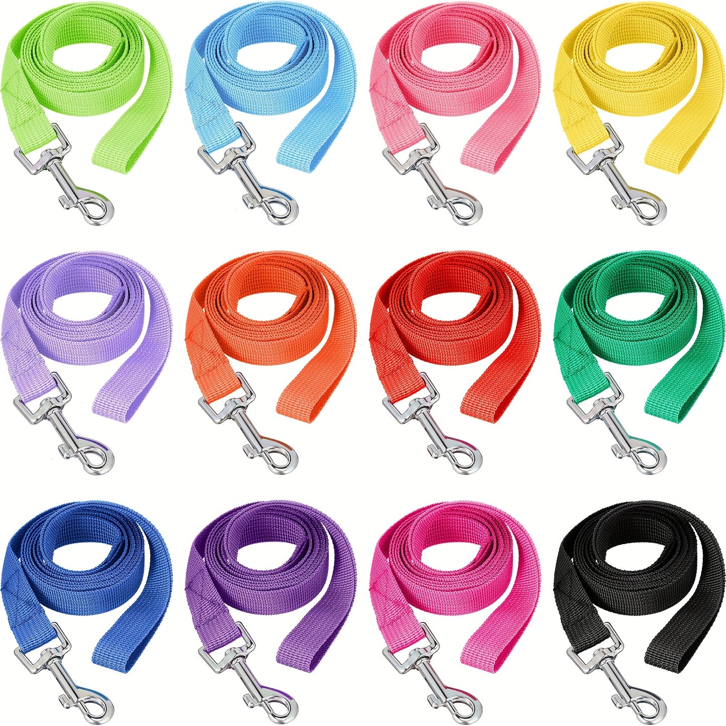 12pcs Nylon Dog Leash Bulk 5ft Dog Training Leash 12 Colors Puppy Line Traction Rope For Small Medium Puppy Training Play Camping Or Backyard