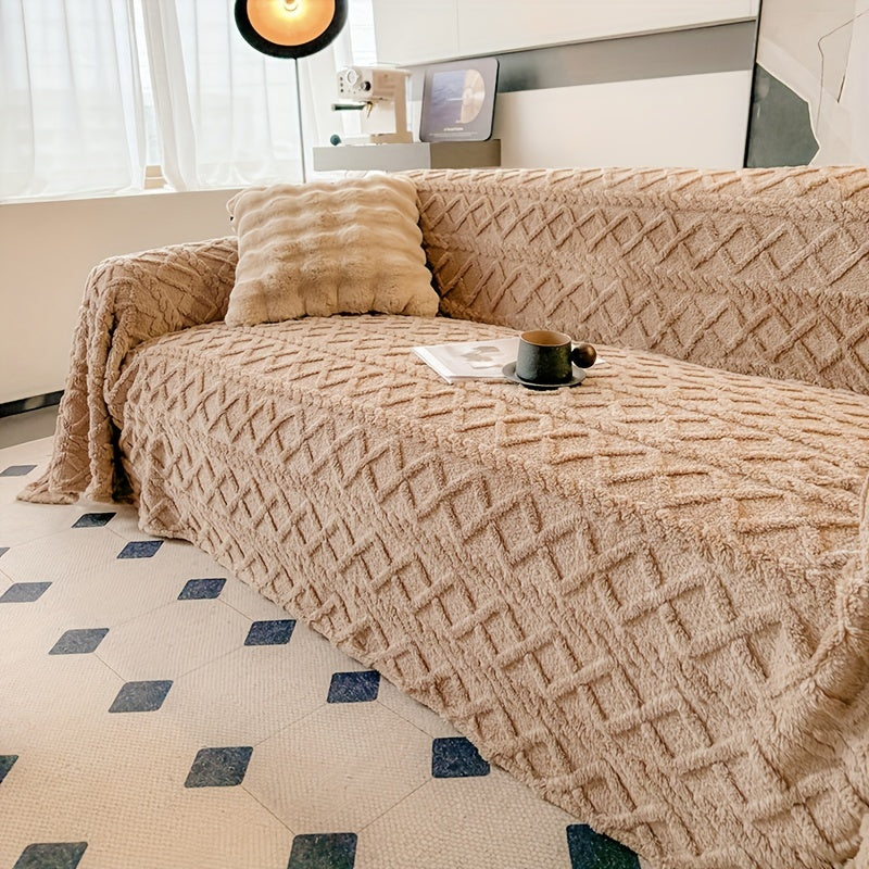 1pc Modern Jacquard Shu Velveteen Sofa Throw Cover - Pet Friendly Slipcover for Armchair to 4-Seater Sectionals