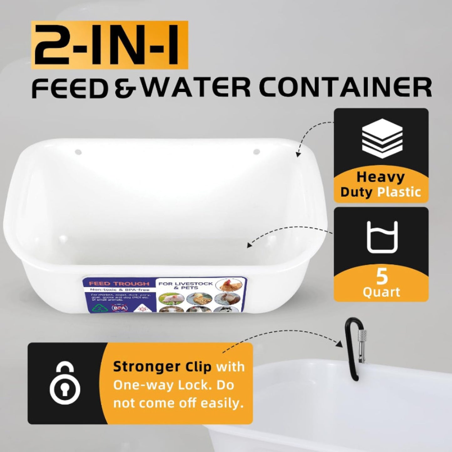 Hanging & Screw-In Poultry & Animal Feeder with Troughs