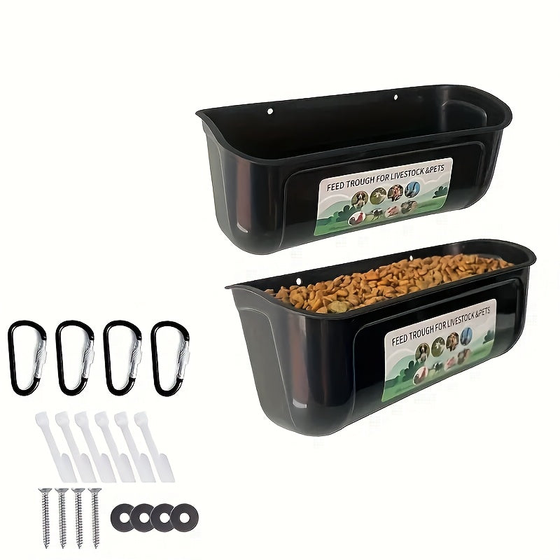 Extra Large Goat Feeder with Clip Hanging Chicken Feeder Livestock and Poultry Feeding Trough Bucket for Goats Sheep Ducks Geese Piglets Horses Deer 12.91 Inch by 7.1 Inch by 7.1 Inch