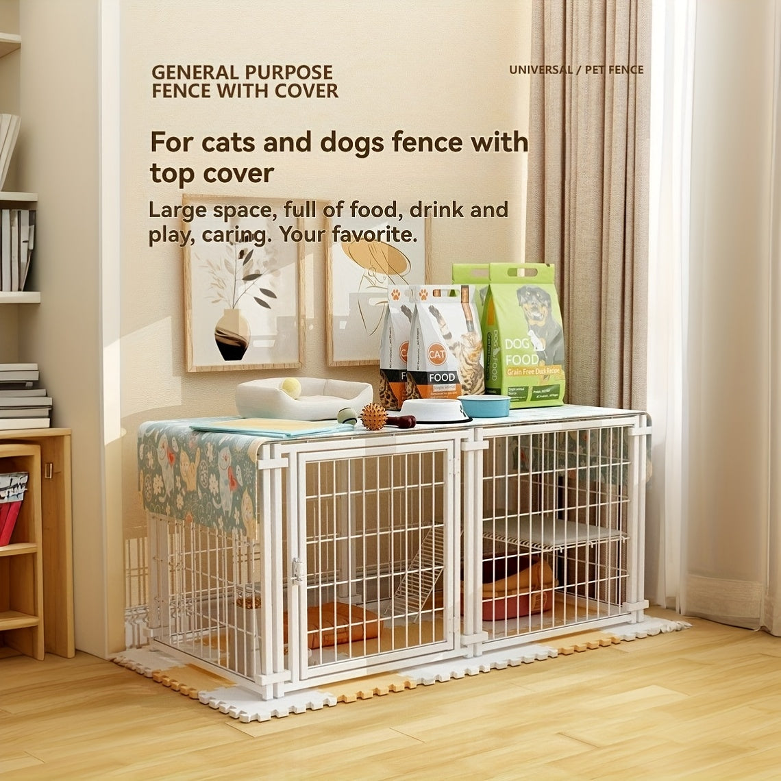 Sturdy 48 Inch X 24 Inch Indoor Pet Enclosure with Escape Proof Top Ideal for Cats Rabbits Small and Medium Dogs White