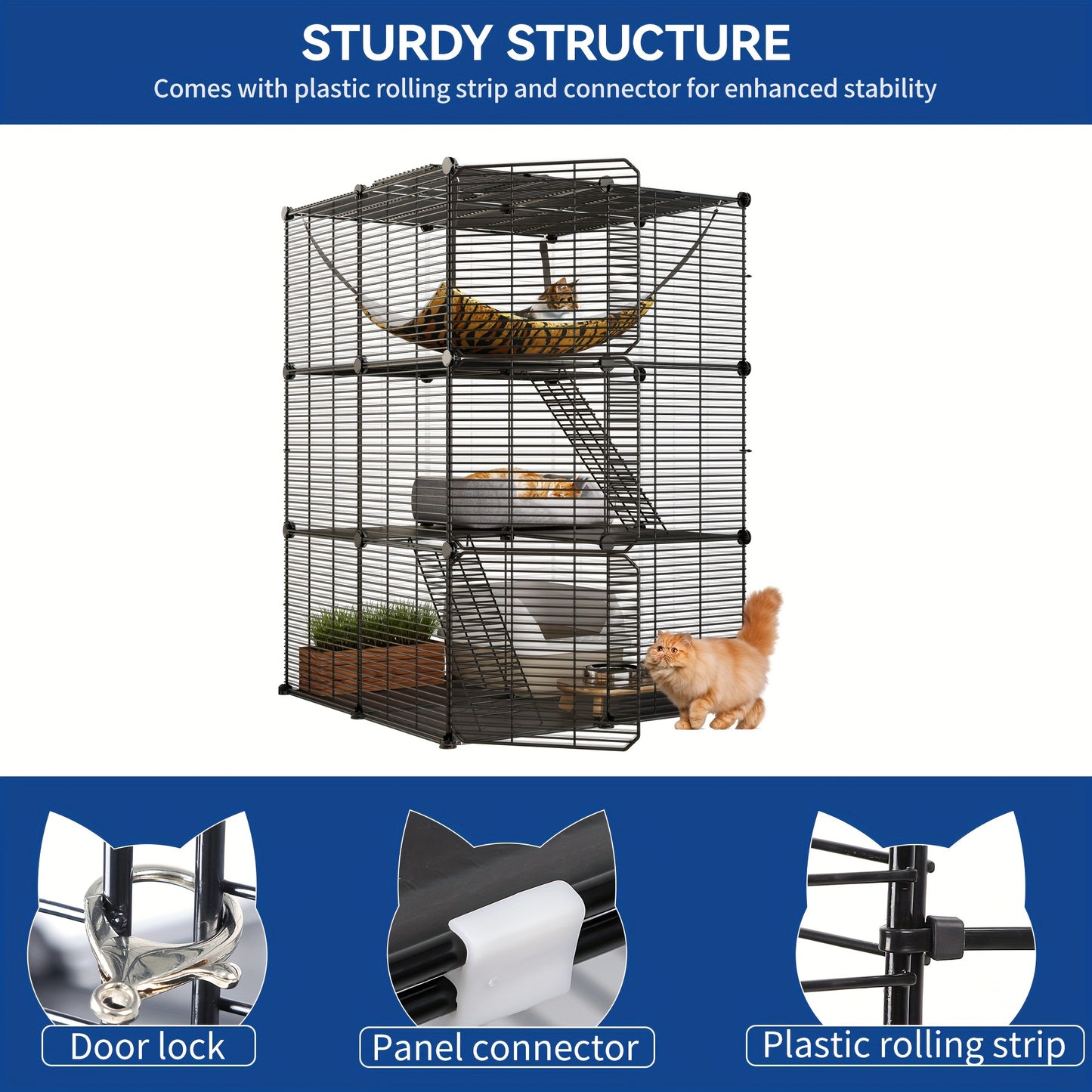 Quoyad Cat Cage for 1-2 Cats and Small Animals, Metal Kennel