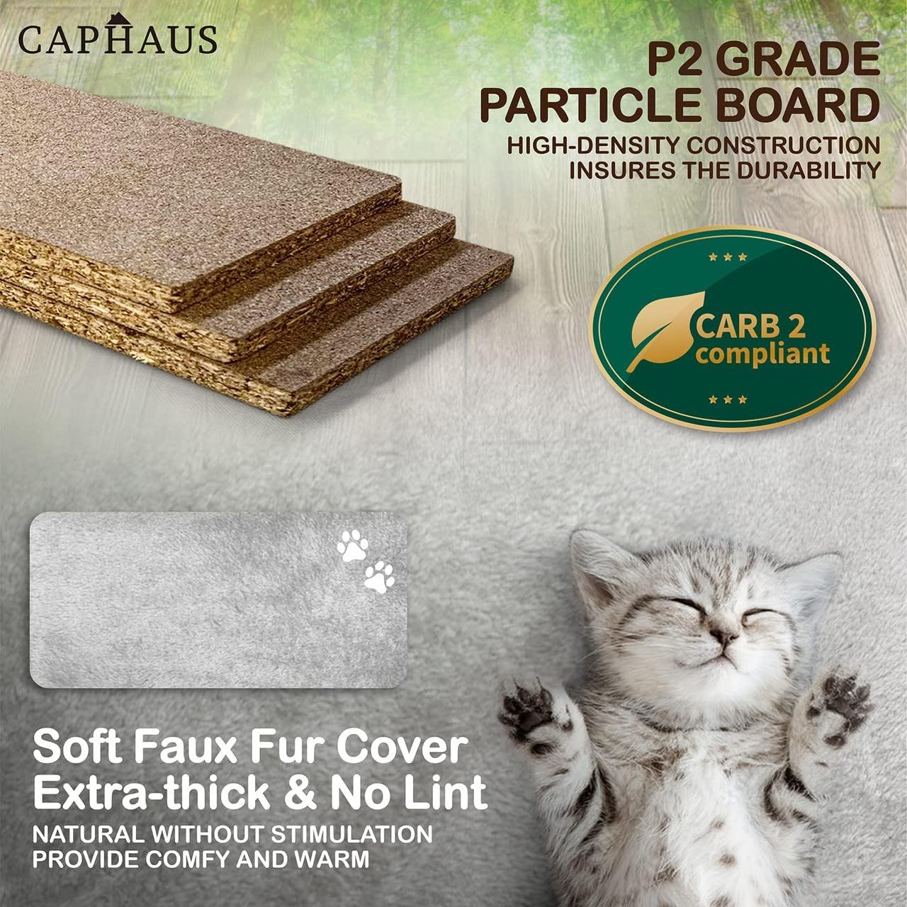 Caphaus Tall Cat Tree for Indoor Cats Modern Cute 70 Inch Climbing Play Tower with Top Perch for Large Kittens Multi Level Cat Activity Tree with Scratching Posts Hammock Cat Cave Condo