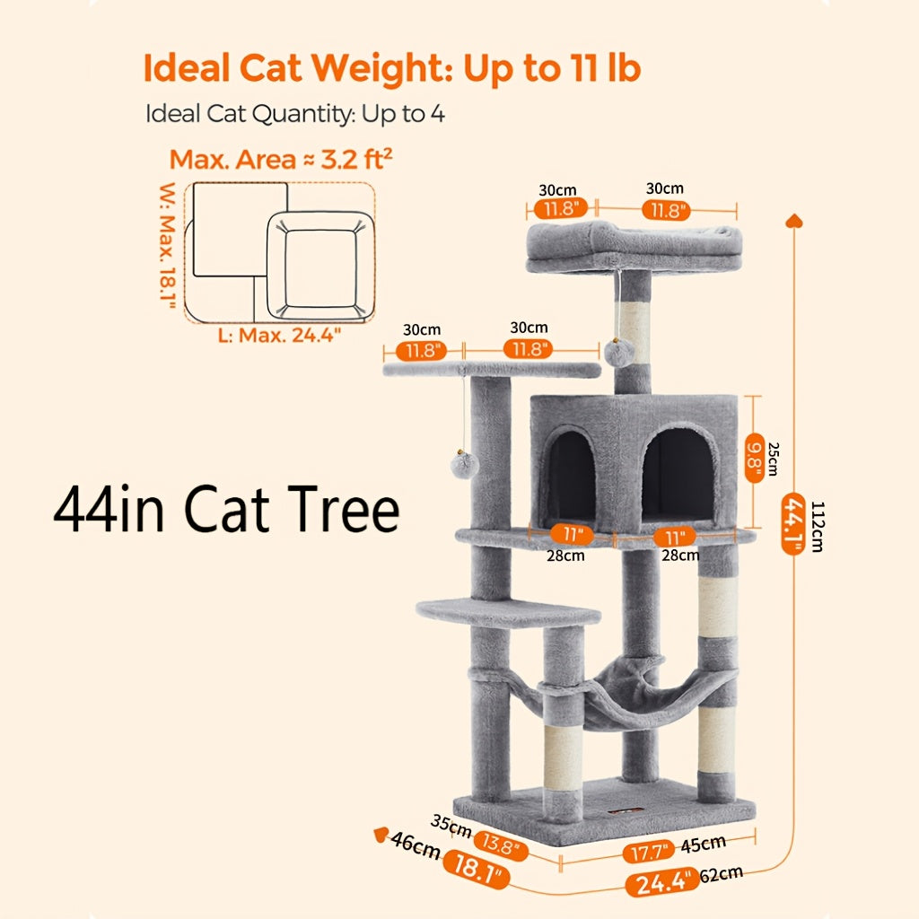 Cat Tree, Large Cat Tower with 13 Scratching Posts