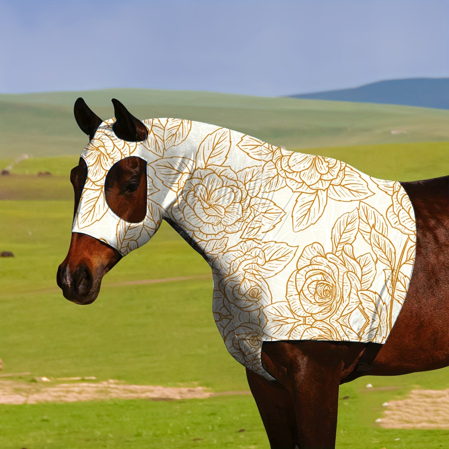 Spring Summer Equine Fly Mask with Zipper Wool Lined for Comfort Large Holes for Secure Fit Suitable for Horses