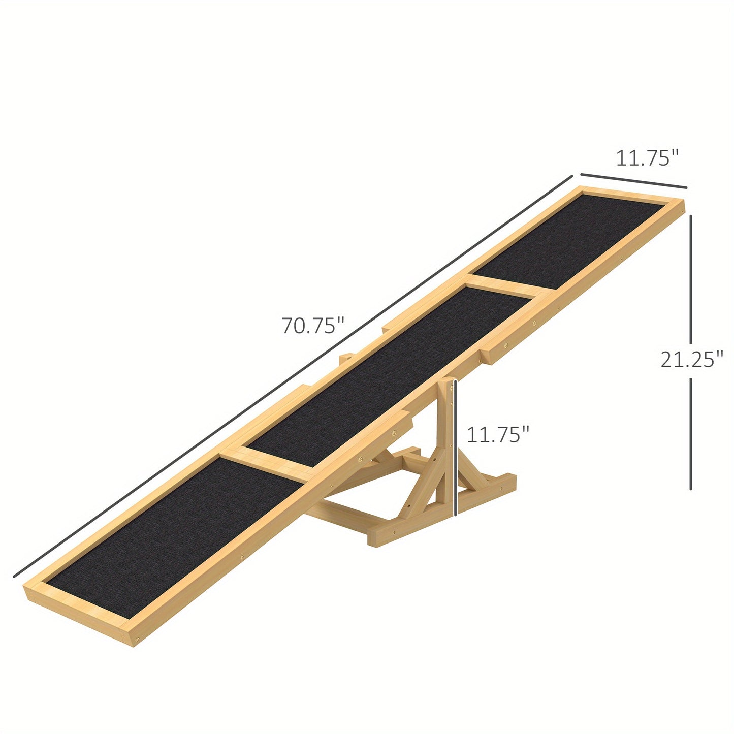 PawHut Durable Cork Dog Seesaw Weather Resistant Wooden Agility Platform 71 Inch L x 12 Inch W x 12 Inch H Ideal for Training and Exercise Yellow