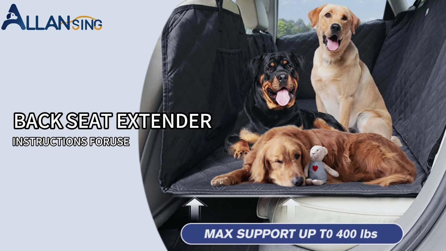 Dog Rear Seat Extender Pet Hard Bottom Car Seat Cover with Door Protector Waterproof Dog Hammock for Three or More Dogs Suitable for Most Cars SUVs and Trucks