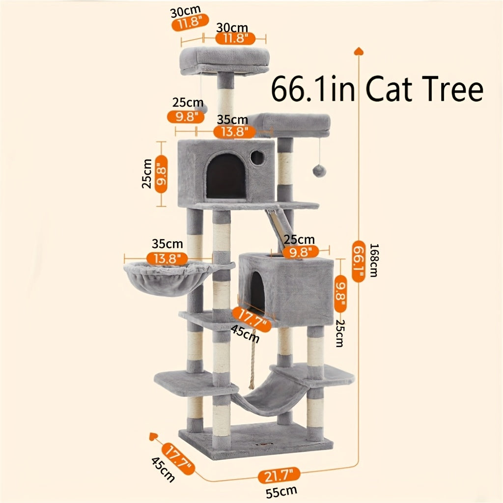 Cat Tree, Large Cat Tower with 13 Scratching Posts