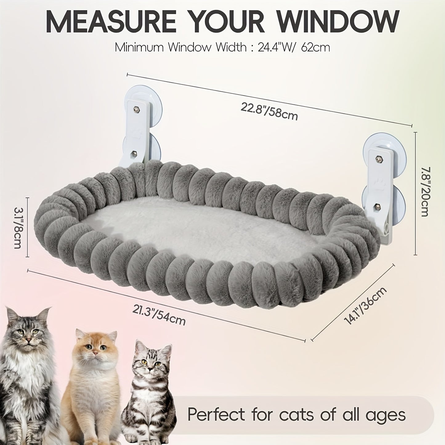 MewooFun Cat Window Perch For Large Cats Folding Cat Window Hammock For Indoor Cats Cordless Machine Washable Cat Window Bed