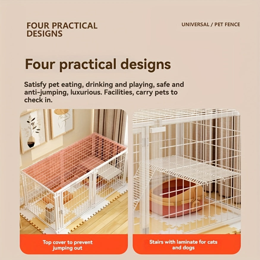 Sturdy 48 Inch X 24 Inch Indoor Pet Enclosure with Escape Proof Top Ideal for Cats Rabbits Small and Medium Dogs White