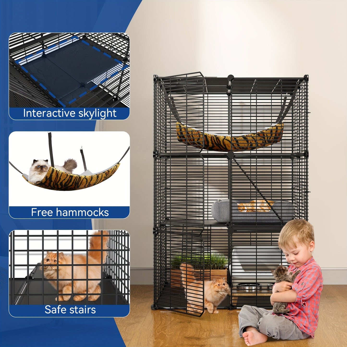 Quoyad Cat Cage for 1-2 Cats and Small Animals, Metal Kennel