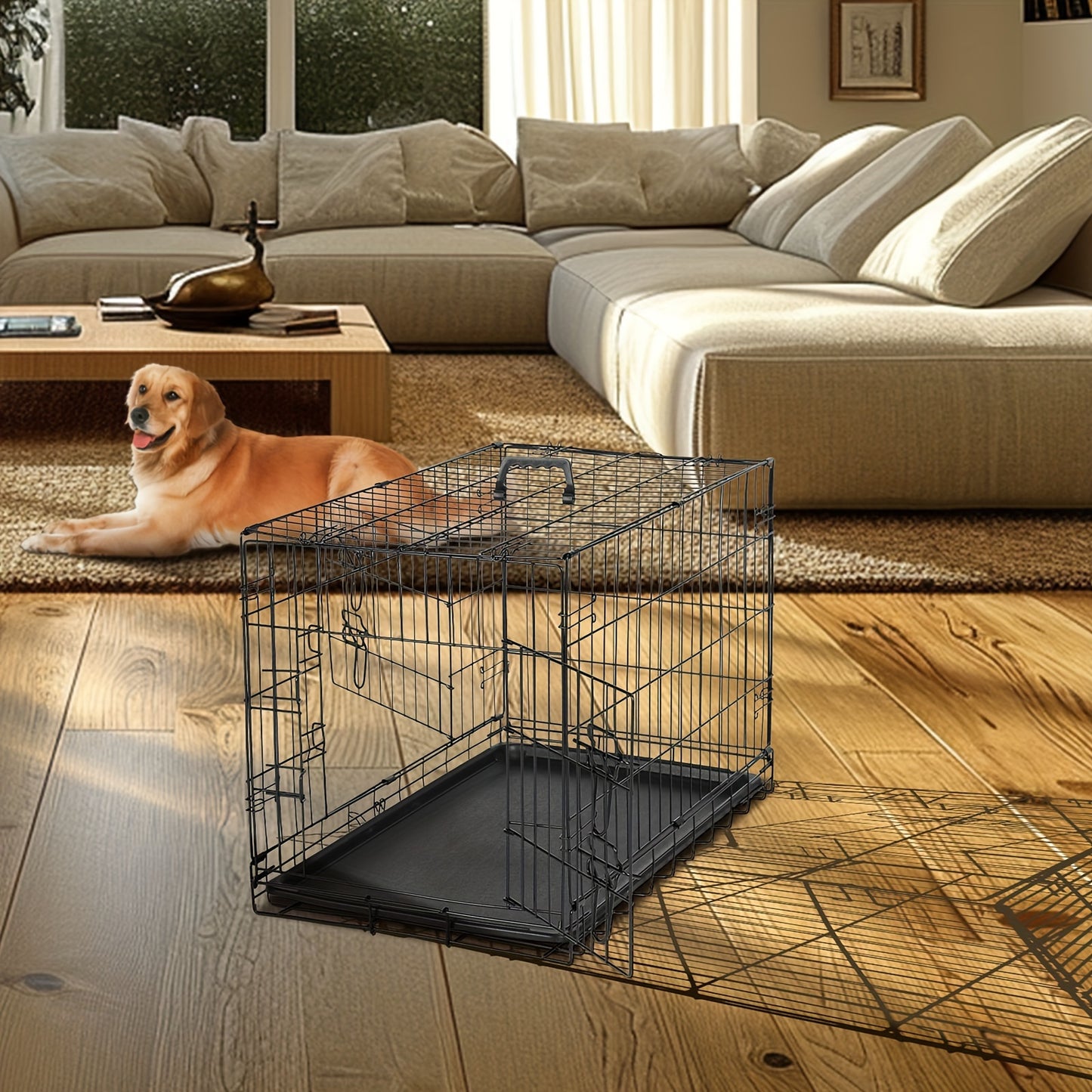 SMUG Medium Dog Crate with Divider Panel for Travel