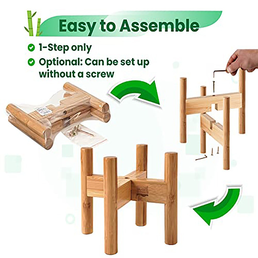Adjustable Bamboo Dog Bowl Stand for Multiple Size Choices Elevated Food and Water Stand for Improved Feeding Comfort Ergonomic Pet Feeder Holder for Small Medium Large Dogs