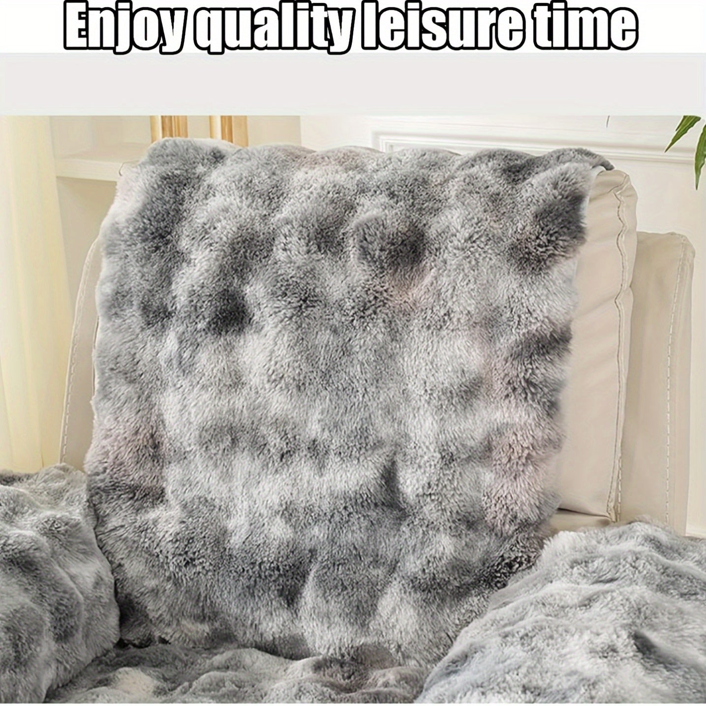 4pcs Plush Faux Rabbit Fur Sofa Cover Set - Warm & Non-Slip