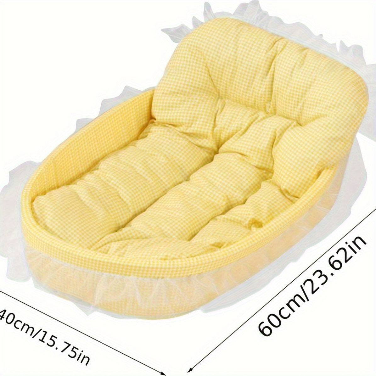 All Season Pet Bed for Dogs and Cats Checkered Small Bed with Soft Plush Fabric Washable and Detachable Pet Mat Non Sticky to Fur Easy to Clean Ruffle Details Cozy Sleeping for Indoor Cats and Small Dogs