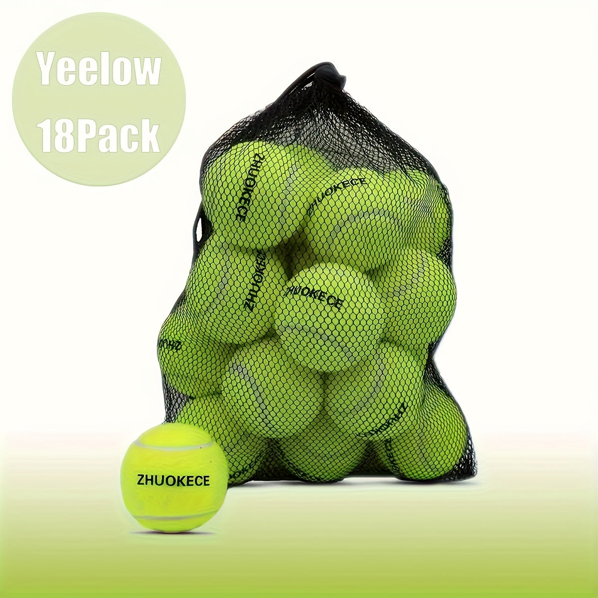 18pcs High-Visibility Neon Green Tennis Balls with Carry Bag