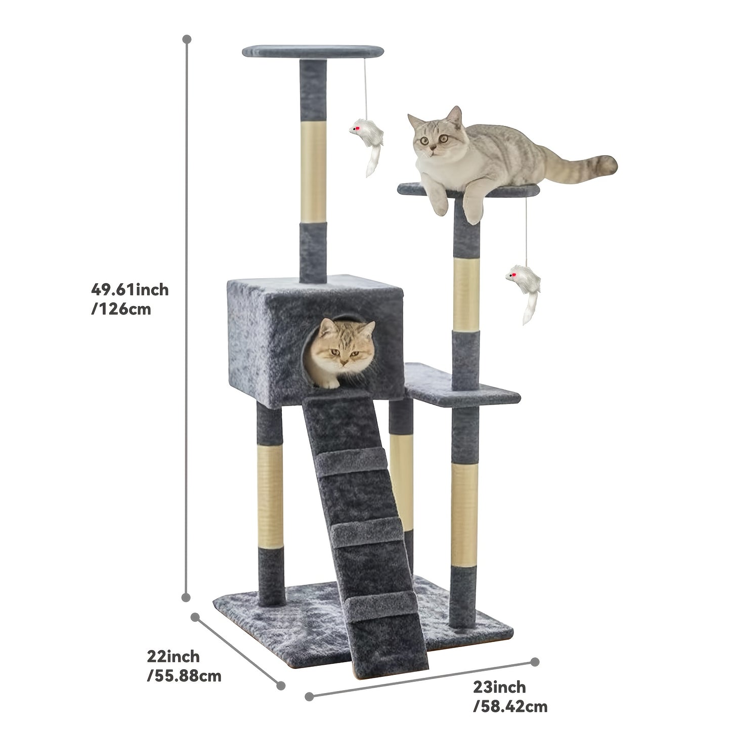 Cat Tree Tower Multi Level Plush Cat Condo with Cat Beds Scratch Pads Scratching Posts and Hunting Toys Ideal for Adult Cats and Kittens Sturdy Structure Easy to Assemble Indoor Cat Furniture
